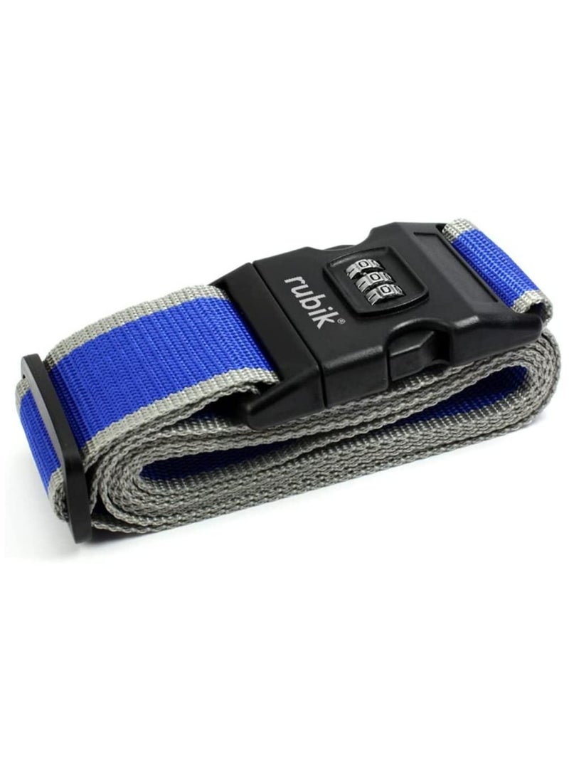 Rubik 78 Inch Heavy Duty Luggage Strap with Password Adjustable Travel Packing Belt for Bag Baggage Suitcase Safety (1 Pack Blue/Grey) 