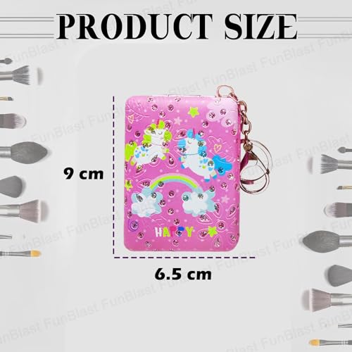 FunBlast Unicorn Mirror with Key Ring - Pack of 2 Pcs Cute Small Foldable Mirror with Glitter Stone, Mini Size for Travel, Office, Purse, Hand Mirror for Girls (Random Color) - Image 2
