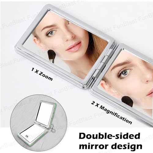 FunBlast Unicorn Mirror with Key Ring - Pack of 2 Pcs Cute Small Foldable Mirror with Glitter Stone, Mini Size for Travel, Office, Purse, Hand Mirror for Girls (Random Color) - Image 3