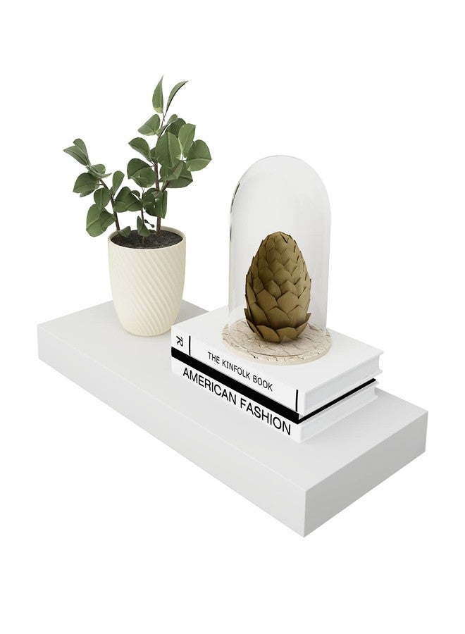 WELLAND Simons Floating Wall Shelf Ledge Shelves, 18-Inch, White - Image 1