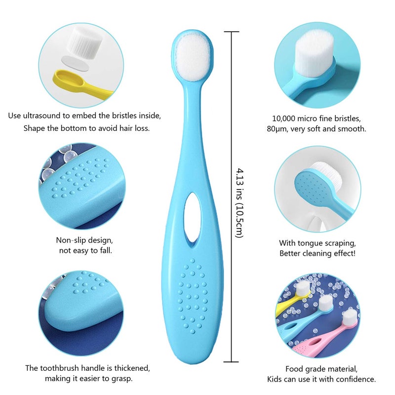 EasyHonor Baby Toothbrush for Age 1-3 Years Old, Extra Soft Toothbrush with 10000 Floss Bristle for Toddler Gum Care. (4Pcs) - Image 2