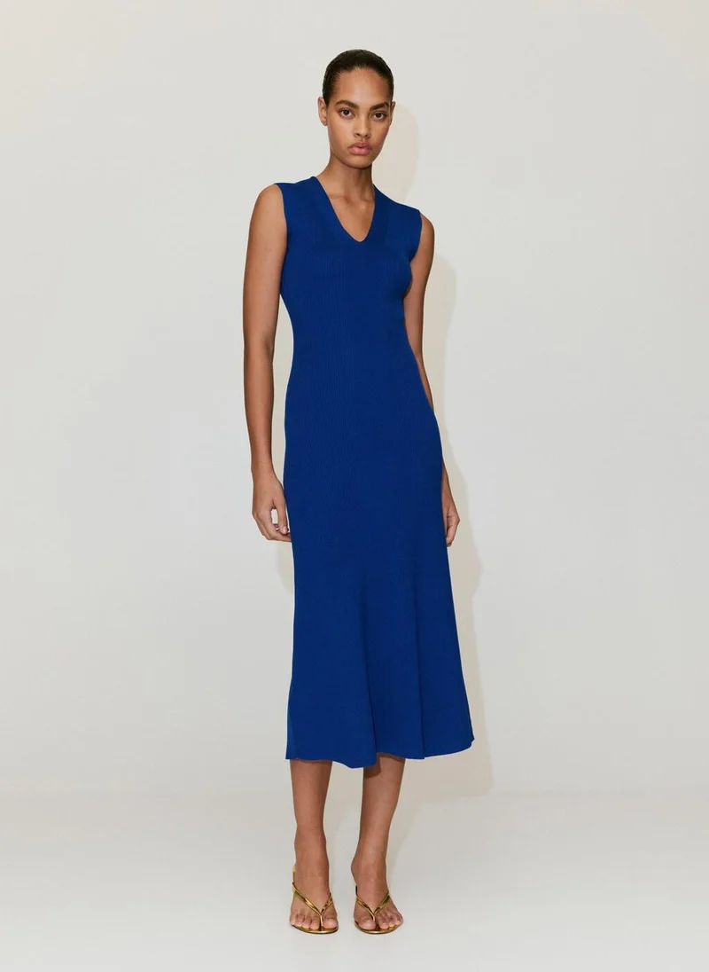 Mango V-Neck Knitted Dress