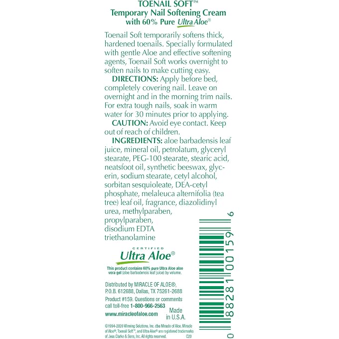 Miracle of Aloe Toenail Soft 1 Oz - Temporary Nail Softening Cream with 60% Ultra - Image 2