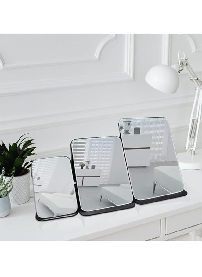 Arabest Makeup Mirror, 6x8 Inches Portable PU Leather Mirror, Folding Desktop Vanity Mirror with Adjustable Stand for Vanity Table, Office, Travel (M, Black)  - Image 4