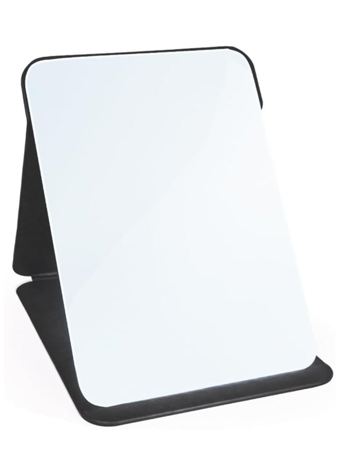 Arabest Makeup Mirror, 6x8 Inches Portable PU Leather Mirror, Folding Desktop Vanity Mirror with Adjustable Stand for Vanity Table, Office, Travel (M, Black)  - Image 1