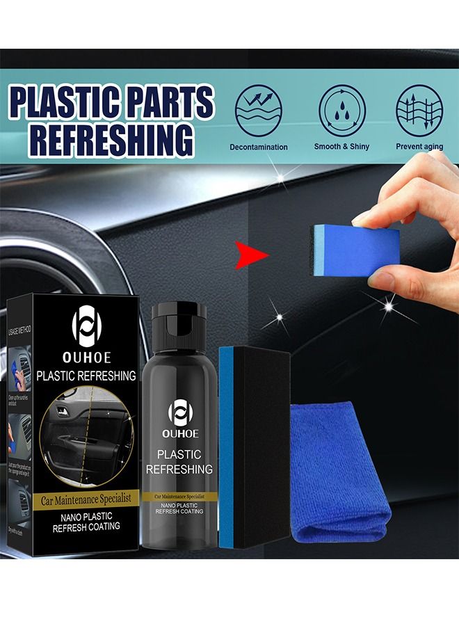 OUHOE Plastic Refreshing Set, Automotive Plastic Parts Refurbish Agent Car Maintenance Specialist Nano Plastic Refresh Coating 30ml, Quick and Effective, Applicable To All Kinds of Plastic Parts - Image 1