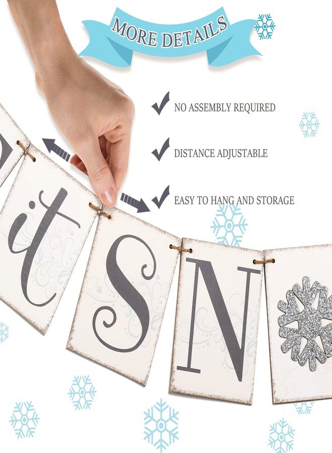 KORMMCO Let it Snow Banner, Wooden Sign Decor, Winter Banner for Mantle, Winter Decoration for Home,Wonderland Vintage Decoration for Inside Mantle Fireplace Party Window - Image 3