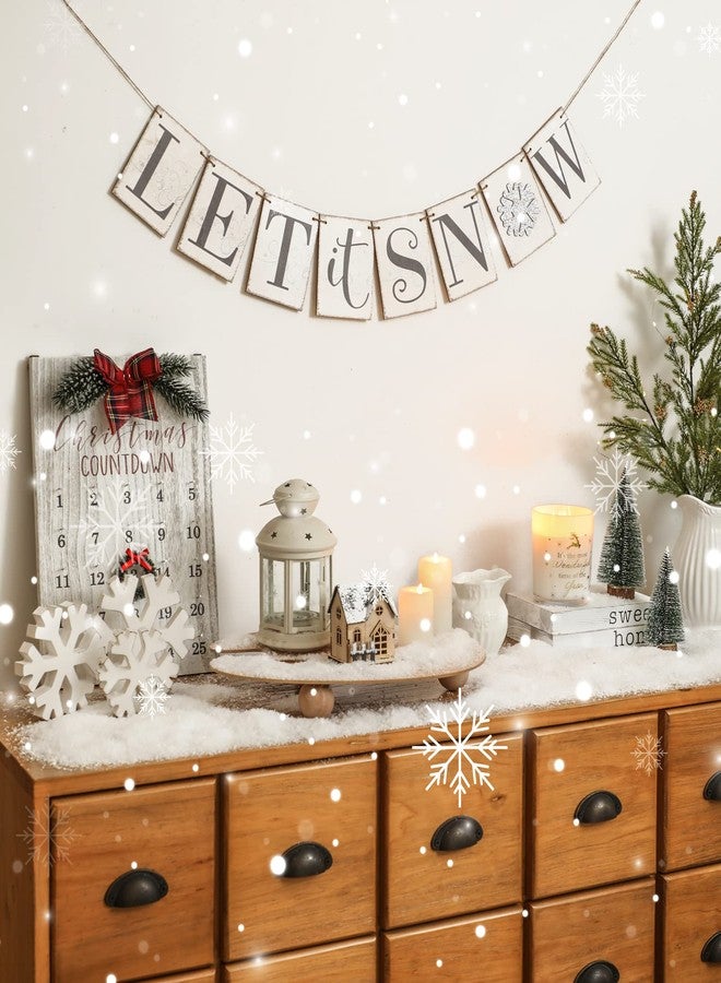 KORMMCO Let it Snow Banner, Wooden Sign Decor, Winter Banner for Mantle, Winter Decoration for Home,Wonderland Vintage Decoration for Inside Mantle Fireplace Party Window - Image 5