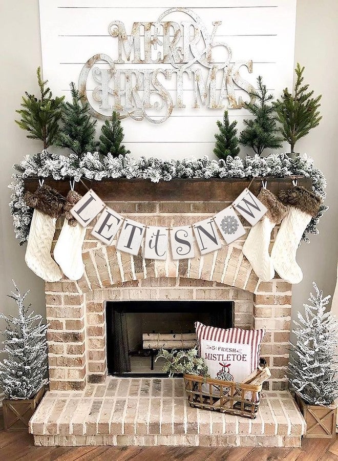 KORMMCO Let it Snow Banner, Wooden Sign Decor, Winter Banner for Mantle, Winter Decoration for Home,Wonderland Vintage Decoration for Inside Mantle Fireplace Party Window - Image 4