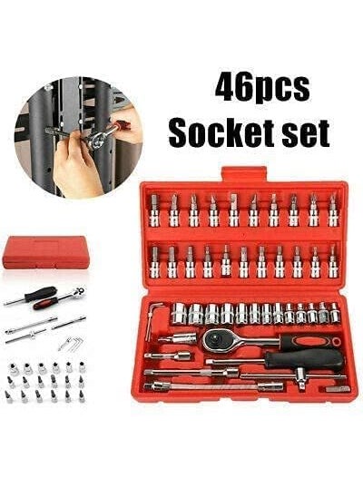 SHREE HANS CREATION 46 In 1 Pcs Tool Kit Screwdriver and Socket Set Hand Tool Kit Wrench Set MultiPurpose Combination Tool Case Precision Ratchet Socket Set Wrench Sleeve Suit Hardware Auto Car Repair Wrench Tools  - Image 3