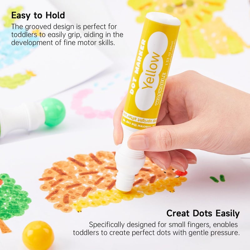 Shuttle Art Dot Markers, 14 Colors Bingo Daubers with 135 Patterns, 5 Activity Books, Educational Set With Art Activities,Non-Toxic Washable Coloring Markers - Image 3