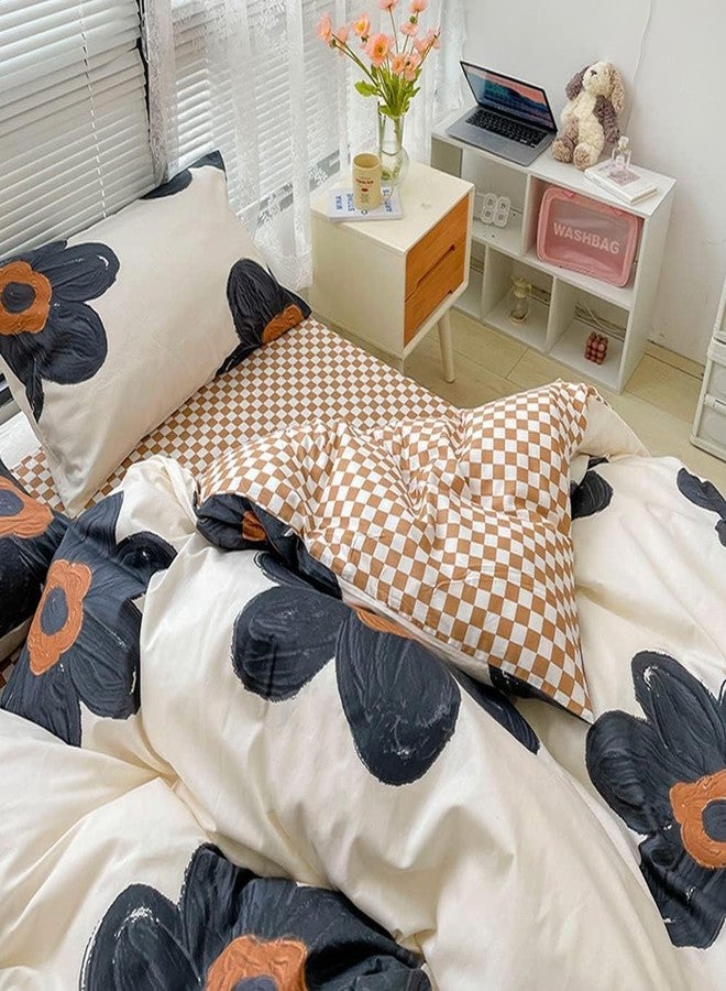 Wellboo Floral Comforter Sets Queen Women Girls Black Sunflower Comforters Cotton White and Black Botanical Bedding Sets Black Floral Quilts Large Flower Plant Bedding Watercolor Flower Bohemian Bed - Image 4