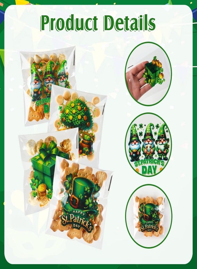 eowqeiur 100 PCS St Patricks Day Treat Bags Green Shanrock Ziplock Cellophane Bags for Cookie Candy Goodie Goody Snack Gifts Wrap Clover Spring Self Sealing Baggies Pouch St Patricks Party Favors Supplies - Image 3
