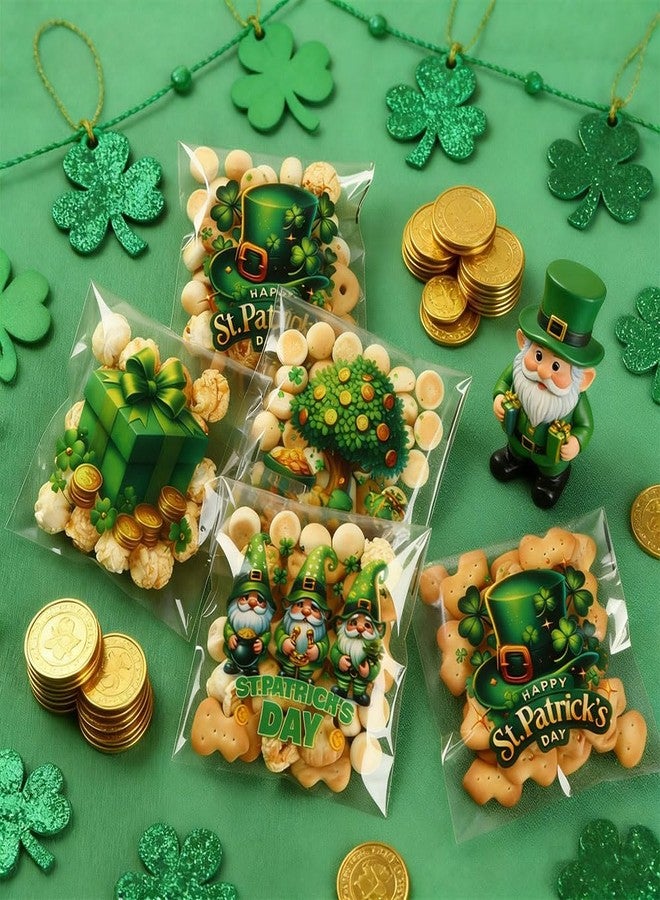 eowqeiur 100 PCS St Patricks Day Treat Bags Green Shanrock Ziplock Cellophane Bags for Cookie Candy Goodie Goody Snack Gifts Wrap Clover Spring Self Sealing Baggies Pouch St Patricks Party Favors Supplies - Image 4