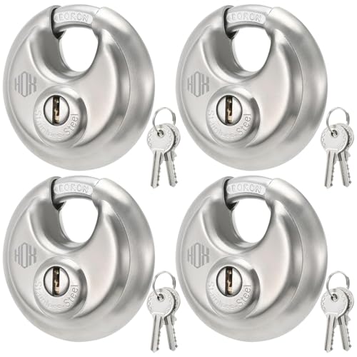 HOX Heavy Duty Padlock with Key 70mm Stainless Steel Commercial Discus Keyed Lock High Security 4 Pack - Image 1