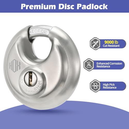 HOX Heavy Duty Padlock with Key 70mm Stainless Steel Commercial Discus Keyed Lock High Security 4 Pack - Image 3