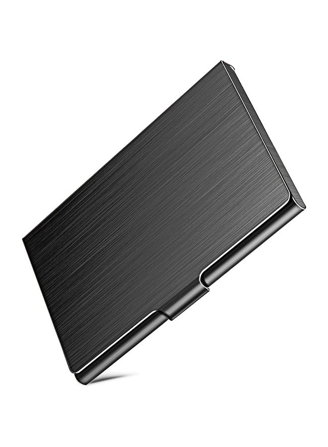 Slim Business Card Case for Men & Women, Pocket Metal Case, Professional Stainless Steel Business Card Holders, Purse Name Card Holder, Buckle Style Shut, Black - Image 1