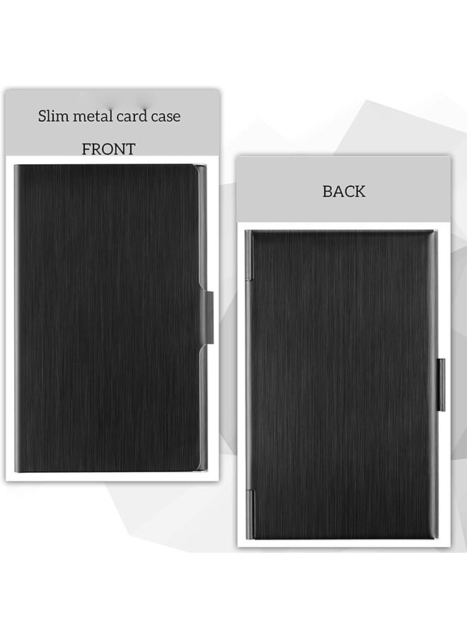 Slim Business Card Case for Men & Women, Pocket Metal Case, Professional Stainless Steel Business Card Holders, Purse Name Card Holder, Buckle Style Shut, Black - Image 3