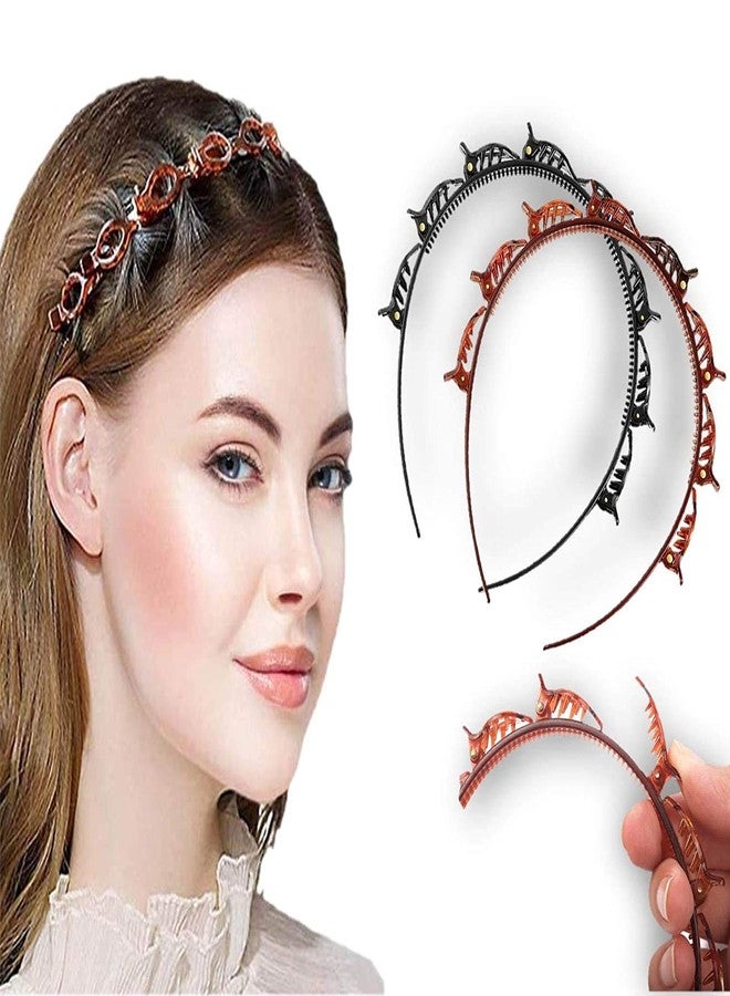SQUICKLE Double Layer Twist Plait Headband Hairpin Double Bangs Hairstyle Hair Tools for Women Girls.(Multicolour) (Set of 1) - Image 3