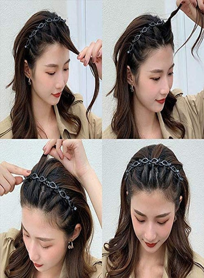 SQUICKLE Double Layer Twist Plait Headband Hairpin Double Bangs Hairstyle Hair Tools for Women Girls.(Multicolour) (Set of 1) - Image 2
