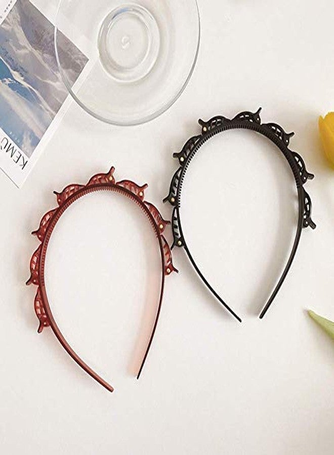 SQUICKLE Double Layer Twist Plait Headband Hairpin Double Bangs Hairstyle Hair Tools for Women Girls.(Multicolour) (Set of 1) - Image 1