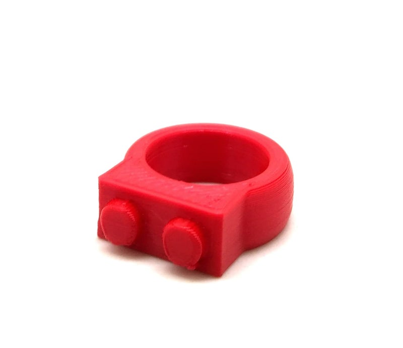 CERO ® 3D Printed Brick Ring for 5 Years Old | Compatible with Lego Technic (Red) - Image 1