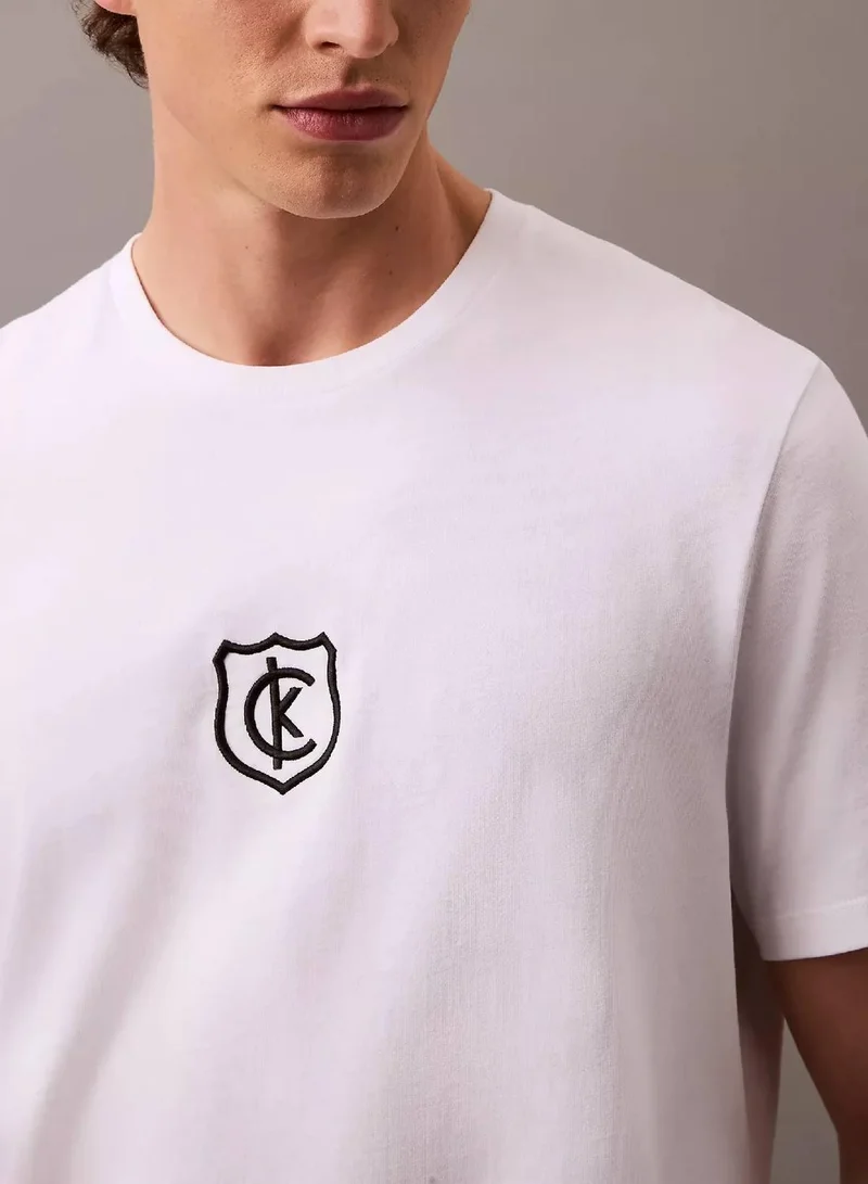 Calvin Klein Jeans Brilliant White Shield Logo T-shirt for Men | Best Price UAE