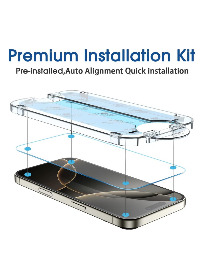 Amfilm amFilm Auto-Alignment OneTouch for iPhone 16 Pro [6.3''] Screen Protector + Camera Lens Protector, Tempered Glass, 30 seconds Installation, Bubble Free, Case Friendly, Anti-Scratch [2+2 Pack]  - Image 3