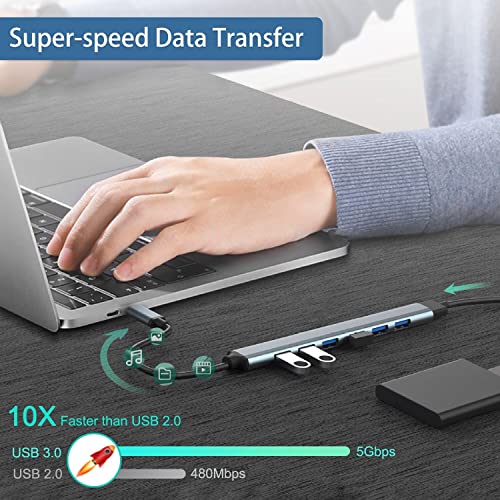 vienon USB Hub 3.0 with 7 Ports, VIENON Aluminium USB C to USB 3.0 Hub for MacBook, Mac Pro/Mini, iMac, Ps4, PS5, Surface Pro,Flash Drive, Samsung - Image 3