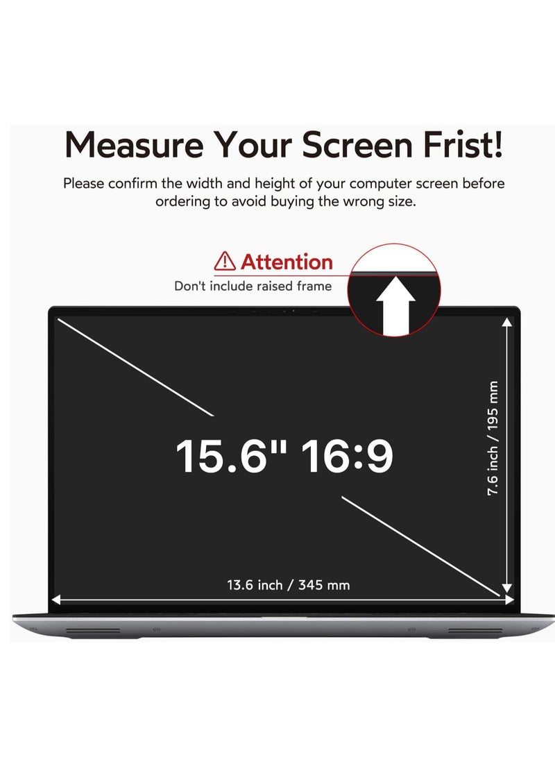 15.6 Inch Laptop Privacy Screen Filter for 16:9 Widescreen Display - Computer Monitor Privacy and Anti-Glare Protector Compatible with HP/ Dell/ Acer/ Samsung/Asus/ Lenovo/Toshiba - Image 3