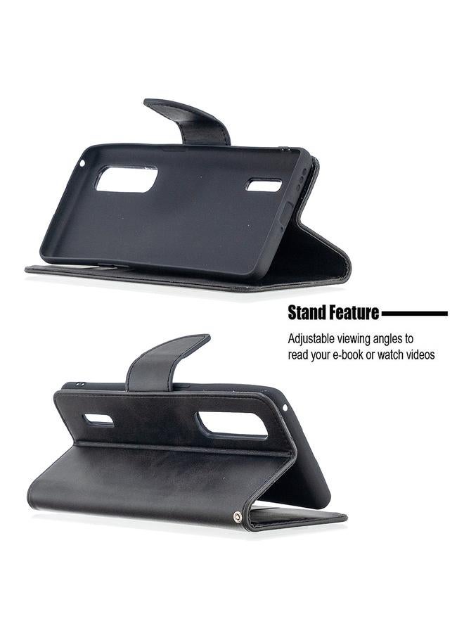 اس-توب جراب لهاتف OPPO Find X2 Pro بتصميم كلاسيكي من جلد الحمل، بلون نقي، مع حامل وفتحات للبطاقات ومحفظة وحبل تعليق - Image 4