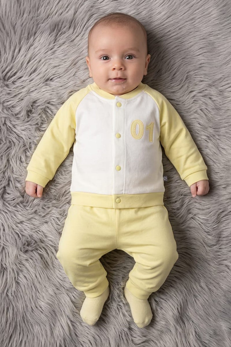 POPEES Toddlers Boy 2 Pcs Two Tone T-Shirt And Pant Set, Multicolor - Image 1