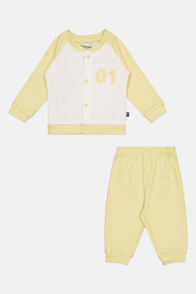 POPEES Toddlers Boy 2 Pcs Two Tone T-Shirt And Pant Set, Multicolor - Image 2