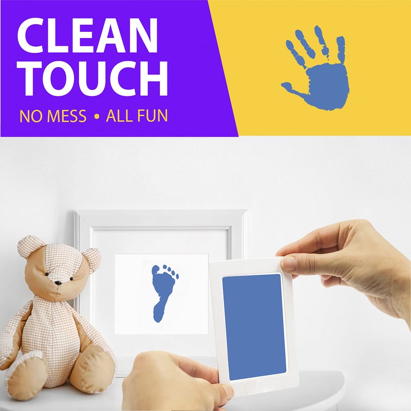 Tiny Gifts Large Clean Touch Ink Pad for Baby Handprints and Footprints - Inkless Infant Hand & Foot Stamp - Safe for Babies, Doesn’t Touch Skin - Perfect Family Memory or Gift, Blue Print Kit by Tiny Gifts - Image 3