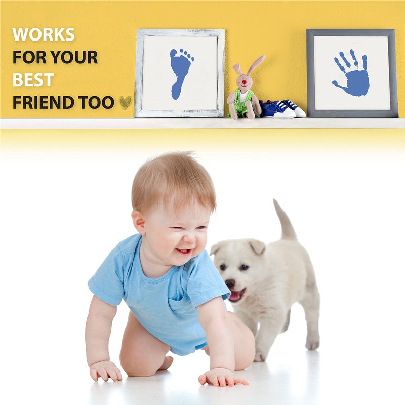 Tiny Gifts Large Clean Touch Ink Pad for Baby Handprints and Footprints - Inkless Infant Hand & Foot Stamp - Safe for Babies, Doesn’t Touch Skin - Perfect Family Memory or Gift, Blue Print Kit by Tiny Gifts - Image 5