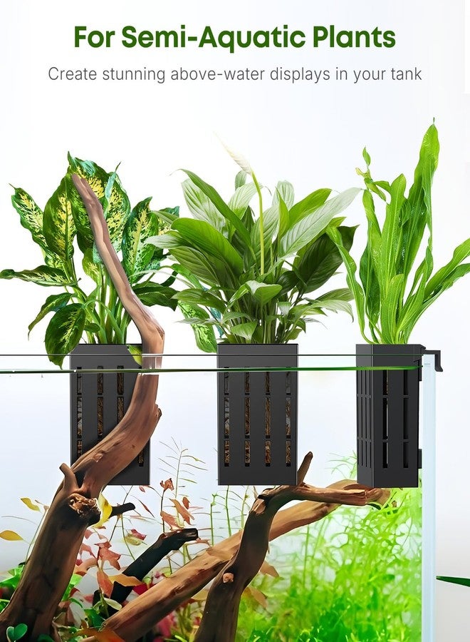 باوفلي حامل نباتات حوض السمك الأسود من باوفلاي، 4 قطع، وعاء نباتات بلاستيكي معلق لحوض السمك لتزيين أحواض السمك - Image 5