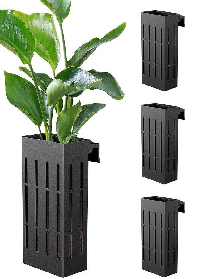 باوفلي حامل نباتات حوض السمك الأسود من باوفلاي، 4 قطع، وعاء نباتات بلاستيكي معلق لحوض السمك لتزيين أحواض السمك - Image 1