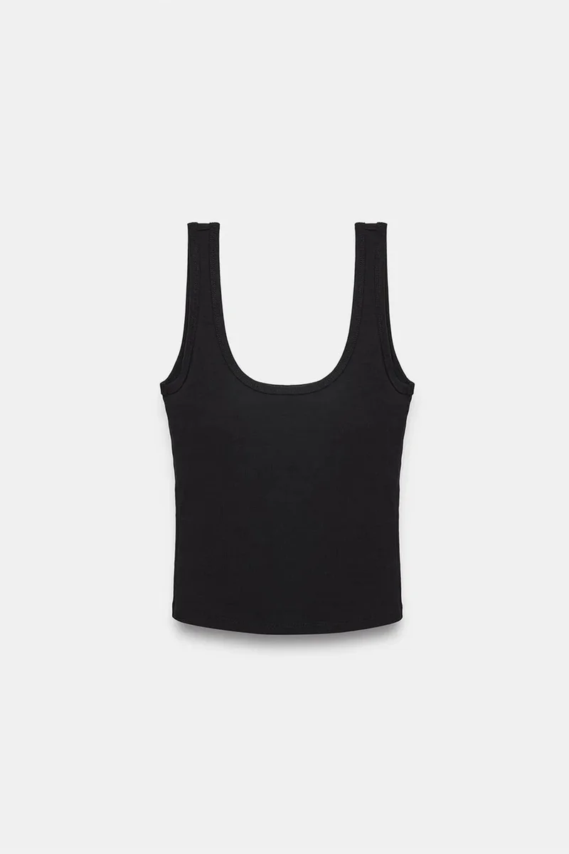 Dilvin Black DILVIN Slim Fit Sleeveless Jersey Cami Blouse for Women | Best Price UAE