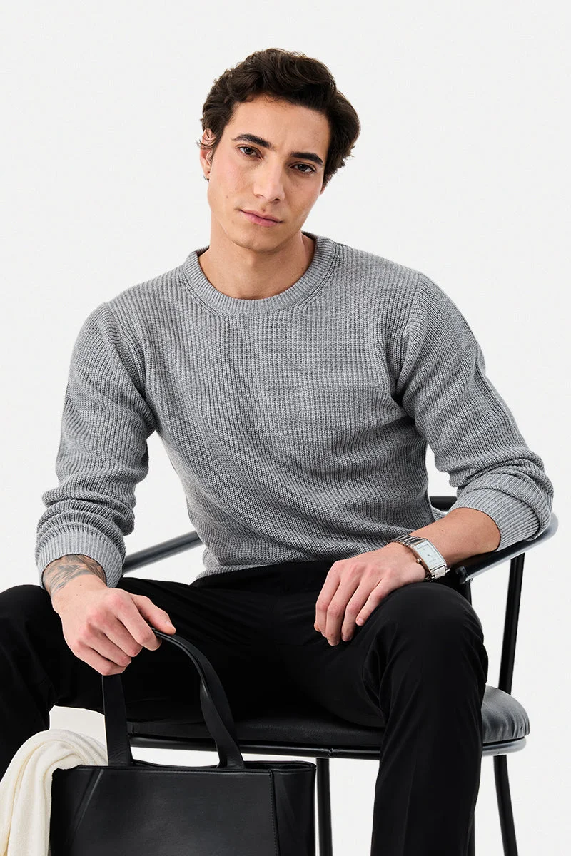 سنيتش كنزة أكريليك % بنقشة بارزة وقصة عادية