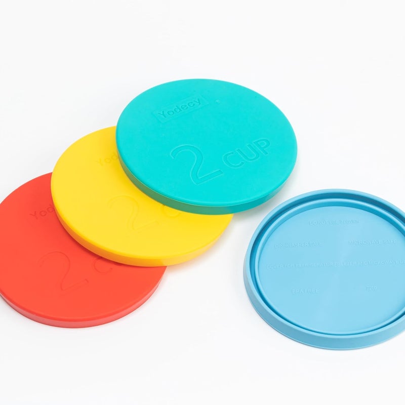 Yodecy Silicone Bowl Lids fit Pyrex Glass Bowls 7200-PC 2 Cup, Silicone Bowl Lids fit Anchor Hocking Glass Bowls 7200-PC 2 Cup,Replacement Lids 4.76in/12.1cm(4 Pack Red)(Container not Included) - Image 4