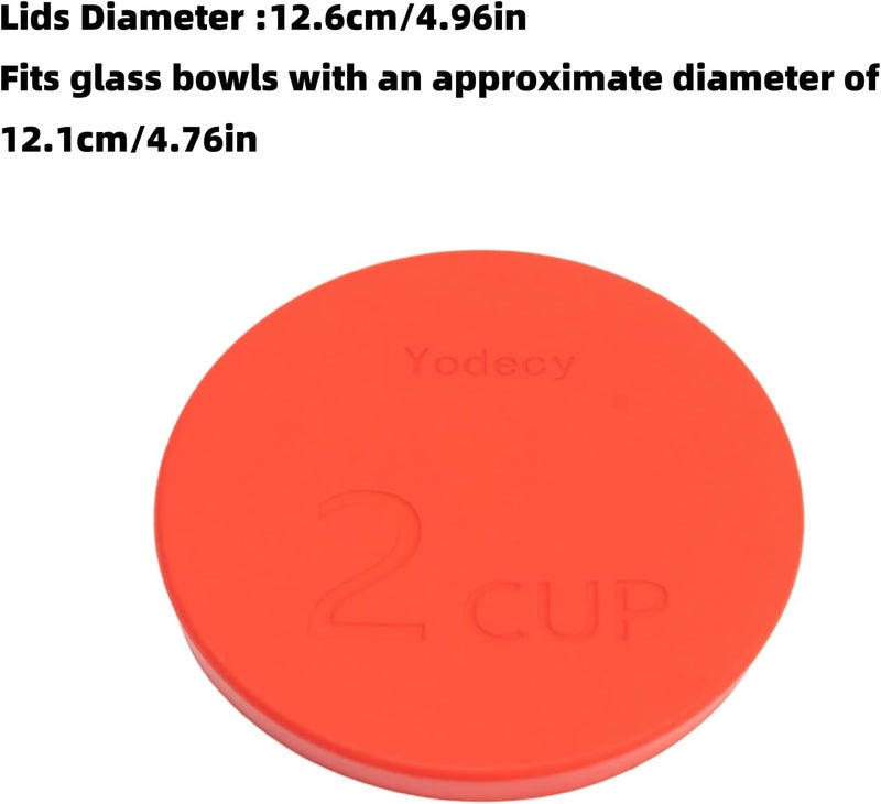 Yodecy Silicone Bowl Lids fit Pyrex Glass Bowls 7200-PC 2 Cup, Silicone Bowl Lids fit Anchor Hocking Glass Bowls 7200-PC 2 Cup,Replacement Lids 4.76in/12.1cm(4 Pack Red)(Container not Included) - Image 2