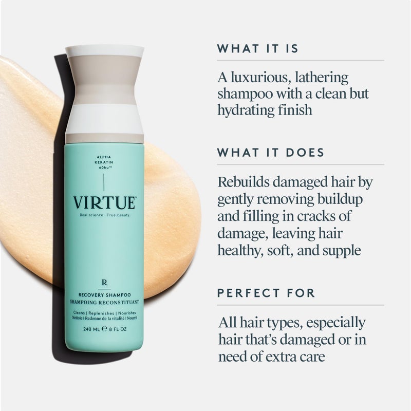 VIRTUE Recovery Sulfate Free Shampoo with Keratin and Baobab Seed Oil for Damaged Hair, Color Safe - Image 2