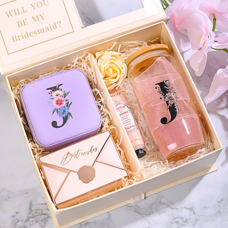 AYGXU Initial glass cups with lids and straws,personalized gifts for women,iced coffee cups,travel jewelry case organizer,small jewelry travel case,jewelry box for girls.Initial S purple - Image 3