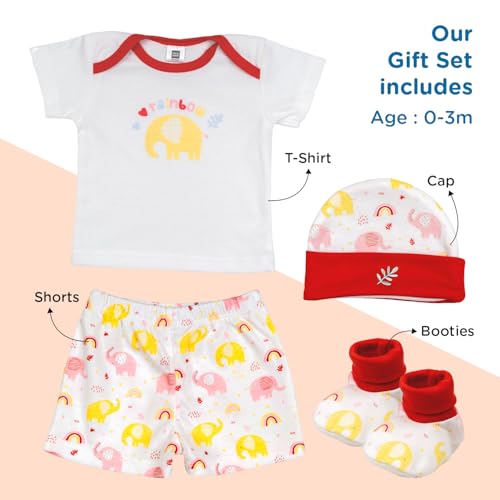 Mee Mee New Born Baby Gift Set | Soft Cotton Clothing Essentials for Infants/Baby Girls, Boys | Baby Shower Clothing Hamper (4 Pieces, Red)| Ideal Gift for New Born Baby - Image 4