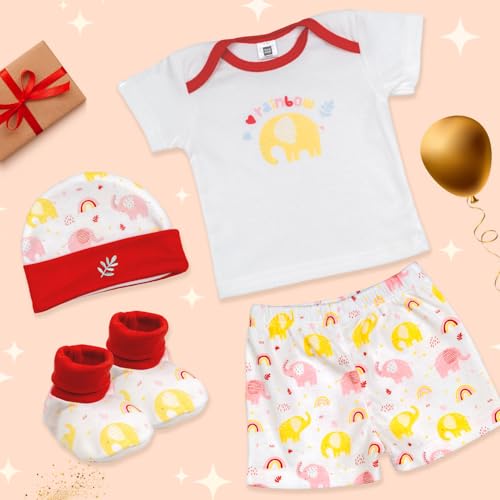 Mee Mee New Born Baby Gift Set | Soft Cotton Clothing Essentials for Infants/Baby Girls, Boys | Baby Shower Clothing Hamper (4 Pieces, Red)| Ideal Gift for New Born Baby - Image 3