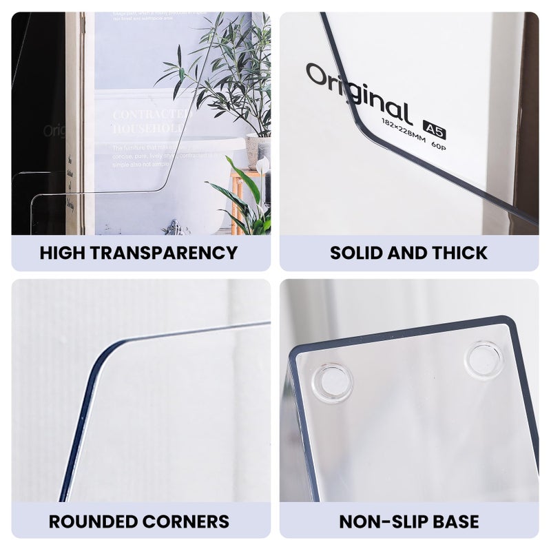 LALOBLUE Vertical Magazine File Holder, Clear File Organizer Desk Organizer and Storage Bins Holding for Magazines, Binders, Notebooks, Envelopes, Plastic Office Organization and Storage for Desk, 4 pack - Image 5