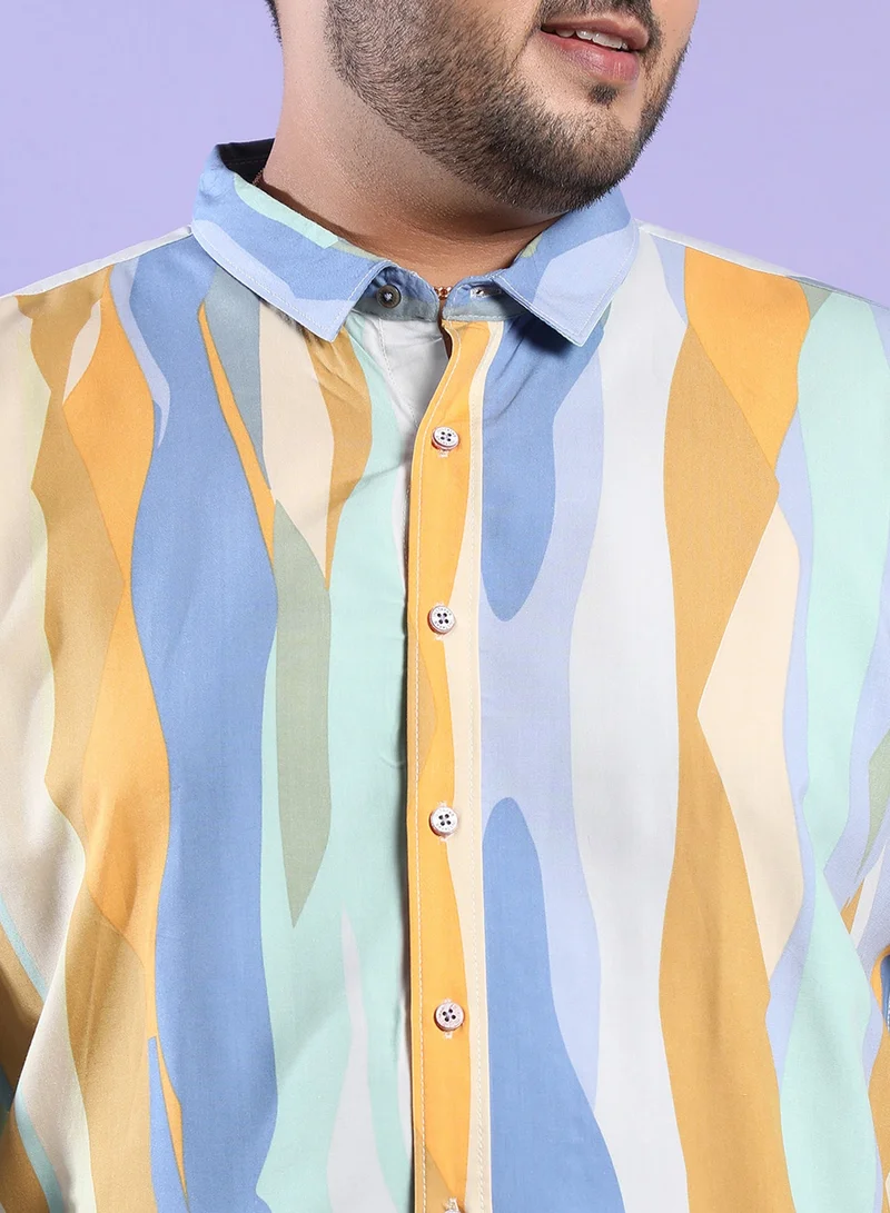 Instafab Plus  Men's Multicolour Contrast Abstract Print Shirt For Casual Wear | Spread Collar | Long Sleeve | Button Closure | Heavy Rayon Shirt Crafted With Comfort Fit For Everyday Wear for Men | Best Price UAE