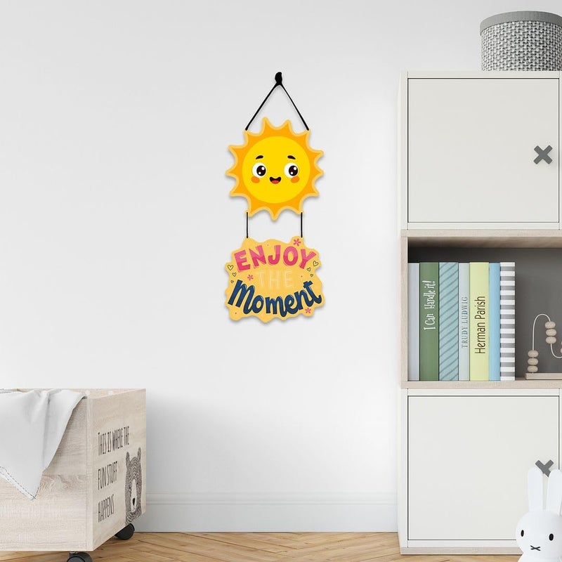 CVANU Enjoy The Moment Sun Wooden Printed Wall Hanging Board for Wall Decoration 12inchX31inch_W76 - Image 1
