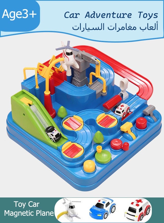 ألعاب مسار سباق الأطفال ، ومسار عجلات مع 4 سيارة ، وإنقاذ المدينة متعددة الحارات في مرحلة ما قبل المدرسة ، ومسار كرتون سيارات سباق المغامرة الكبير للسكك الحديدية ، وألعاب الفتحات المغناطيسية الساحل للأطفال 3 4 سنوات - Image 1