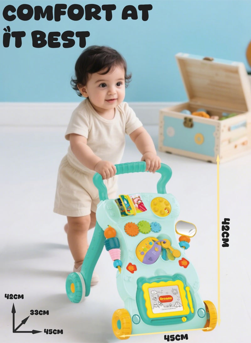 Mi VAZA 3 in 1 Baby Walker, Baby Push Walker for girls boys, Sit to Stand up Learning Walkers with drawing board, Baby Push Walker, Assemble as Scooter/Balance bike/Detachable Panel, Walking Toys,Infant Musical Activity Center for 12 to 36 months - Green - Image 5